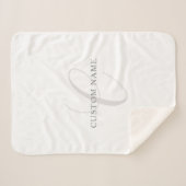 Couverture Sherpa Monogramme Moderne Élégant | Gris & Blanc (modifia (Devant (Horizontal))