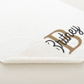 Couverture Sherpa Monogramme moderne élégant Nom Black Gold Script (3/4)