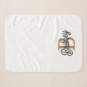 Couverture Sherpa Monogramme moderne élégant Nom Black Gold Script (Devant (Horizontal))