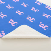 Couverture Sherpa Monogramme Moderne Lettre Initiale Bleu Clair Rose (3/4)