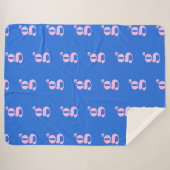 Couverture Sherpa Monogramme Moderne Lettre Initiale Bleu Clair Rose (Devant (Horizontal))