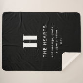 Couverture Sherpa Monogramme moderne modifiable Nom et message | Noi (Devant (Horizontal))