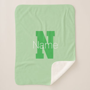 Couverture Sherpa Monogramme moderne Pale & Kelly Green