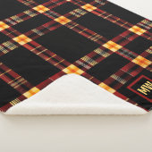 Couverture Sherpa monogramme moderne rouge plaid, jaune brun (3/4)