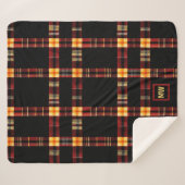 Couverture Sherpa monogramme moderne rouge plaid, jaune brun (Devant (Horizontal))