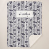 Couverture Sherpa Monogramme Motif de la bande verte tropicale | Vio (Devant)