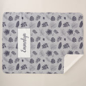 Couverture Sherpa Monogramme Motif de la bande verte tropicale | Vio (Devant (Horizontal))