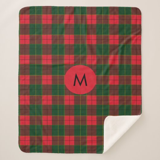 Couverture Sherpa Monogramme motif Tartan des Fêtes d'Hiver écossais (Devant)