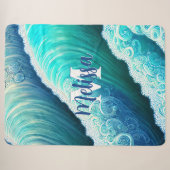 Couverture Sherpa Monogramme naturel des vagues océaniques (Devant (Horizontal))