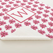 Couverture Sherpa Monogramme Noël Rouge Poinsetta Floral Blanc (3/4)