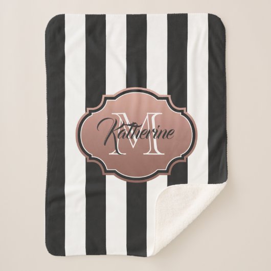 Couverture Sherpa Monogramme noir et blanc (Devant)