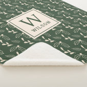 Couverture Sherpa Monogramme Nom de Famille Feuillage de Noël (3/4)