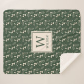 Couverture Sherpa Monogramme Nom de Famille Feuillage de Noël (Devant (Horizontal))