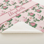 Couverture Sherpa Monogramme Nom Roses Roses Fleuris Shabby Chic (3/4)