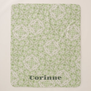Couverture Sherpa Monogramme Nom Sage Green Motif