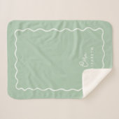 Couverture Sherpa Monogramme ondulé vert sauge (Devant (Horizontal))