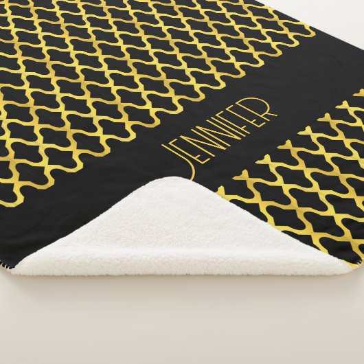 Couverture Sherpa Monogramme or et noir quatrefoil motif (3/4)