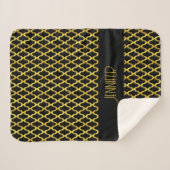 Couverture Sherpa Monogramme or et noir quatrefoil motif (Devant (Horizontal))