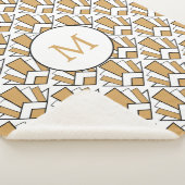 Couverture Sherpa Monogramme Or, noir, blanc Fleur Art Déco (3/4)