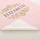 Couverture Sherpa Monogramme or rose rose chic moderne (3/4)