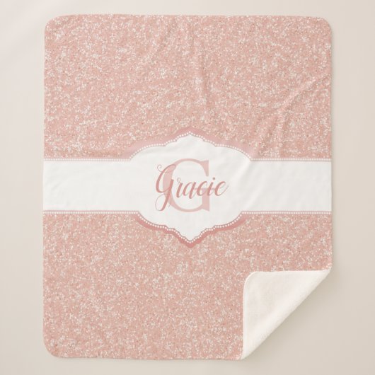Couverture Sherpa Monogramme Parties scintillant rose (Devant)