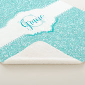 Couverture Sherpa Monogramme Parties scintillant turquoise (3/4)