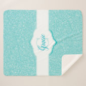 Couverture Sherpa Monogramme Parties scintillant turquoise (Devant (Horizontal))