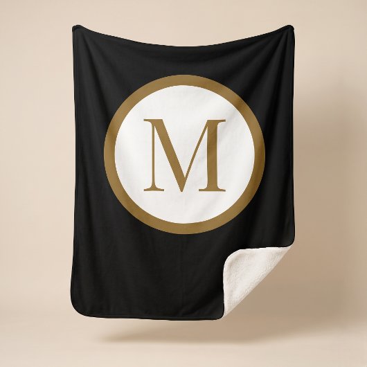 Couverture Sherpa Monogramme personnalisé avec sceau central noir et