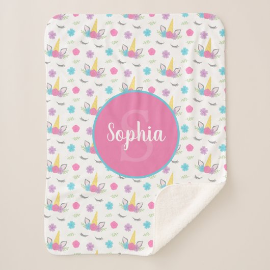 Couverture Sherpa Monogramme personnalisé par visage floral de (Devant)