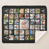 Couverture Sherpa Monogramme photo moderne noir (Devant (Horizontal))