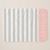 Couverture Sherpa Monogramme rayures grises et roses | Couleurs modi (Devant (Horizontal))