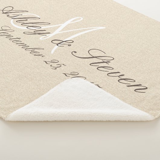 Couverture Sherpa Monogramme | Regarder le lin rustique (3/4)