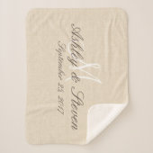 Couverture Sherpa Monogramme | Regarder le lin rustique (Devant)