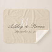 Couverture Sherpa Monogramme | Regarder le lin rustique (Devant (Horizontal))