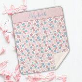Couverture Sherpa Monogramme rose bleu Floral moderne Boho Cadeau te