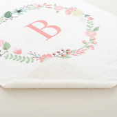 Couverture Sherpa Monogramme rose couronne florale (3/4)