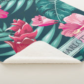 Couverture Sherpa Monogramme rose Fleurs Exotiques (3/4)