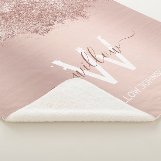 Couverture Sherpa Monogramme rose Gold Blush Rose Girl Parties scint (3/4)