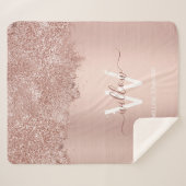 Couverture Sherpa Monogramme rose Gold Blush Rose Girl Parties scint (Devant (Horizontal))