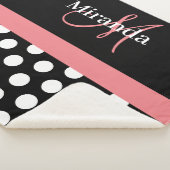 Couverture Sherpa Monogramme rose noir foncé Point Polka (3/4)