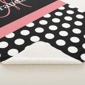 Couverture Sherpa Monogramme rose noir foncé Point Polka (3/4)