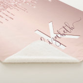 Couverture Sherpa Monogramme rose or parties scintillant rose brilla (3/4)