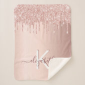 Couverture Sherpa Monogramme rose or parties scintillant rose brilla (Devant)
