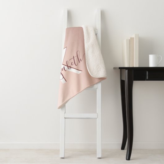 Couverture Sherpa Monogramme rose or parties scintillant rose brilla (En situation)