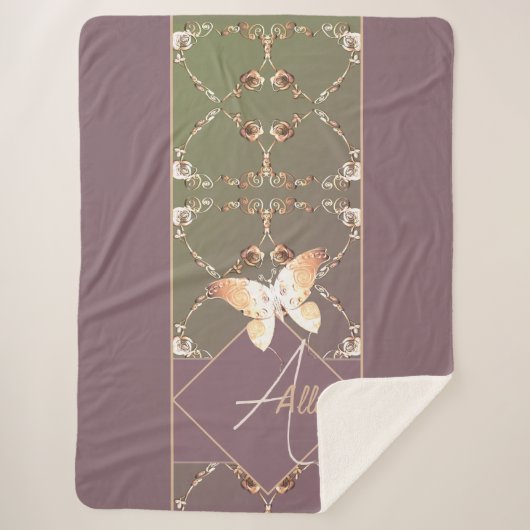 Couverture Sherpa Monogramme Rose Orné Sherpa Blanket (Devant)