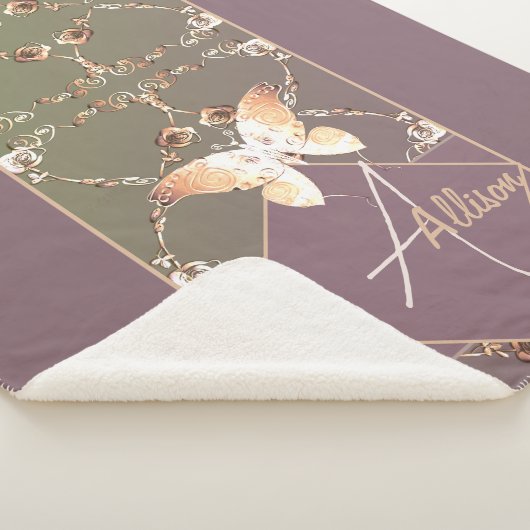 Couverture Sherpa Monogramme Rose Orné Sherpa Blanket (3/4)