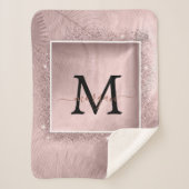 Couverture Sherpa Monogramme rose Parties scintillant or (Devant)