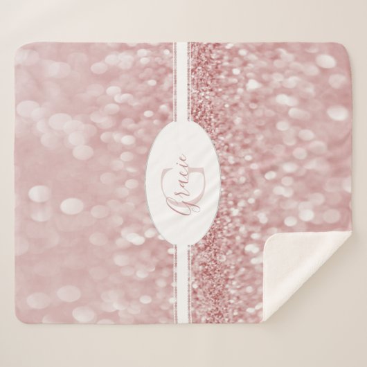 Couverture Sherpa Monogramme rose Parties scintillant Sherpa Blanket (Devant (Horizontal))