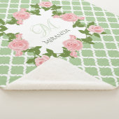 Couverture Sherpa Monogramme rose rose du Quatrefoil vert du Nil (3/4)