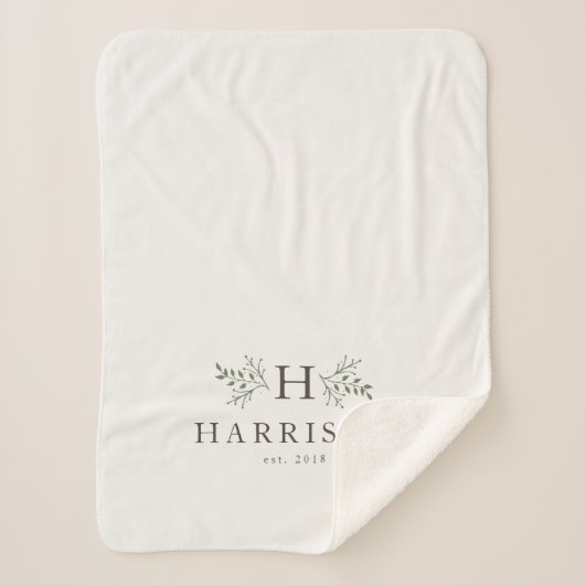 Couverture Sherpa monogramme rustique (Devant)